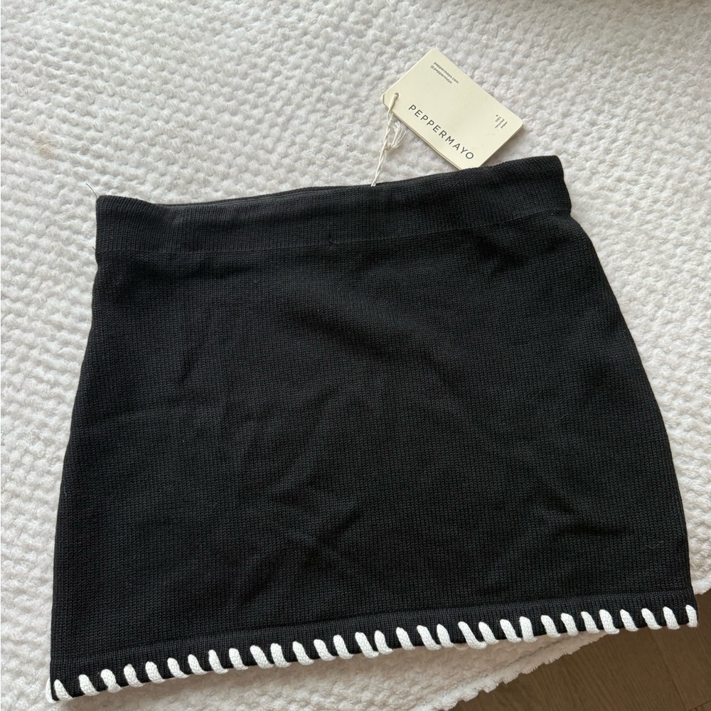 Peppermayo Black Mini Skirt with White Detailing